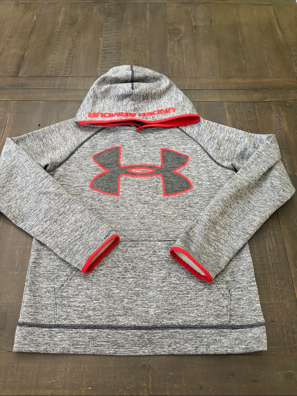 Under Armour Gray Hoodie with Red Logo Trim